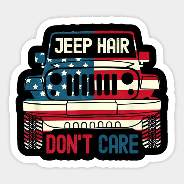 jeep hair don't care american flag jeep Sticker by Oska Like